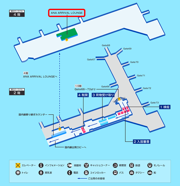 ANA　羽田空港　第2ターミナル　国際線　到着　マップ