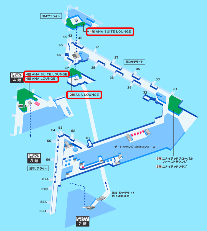 ANA　成田空港　第1ターミナル　国際線　マップ