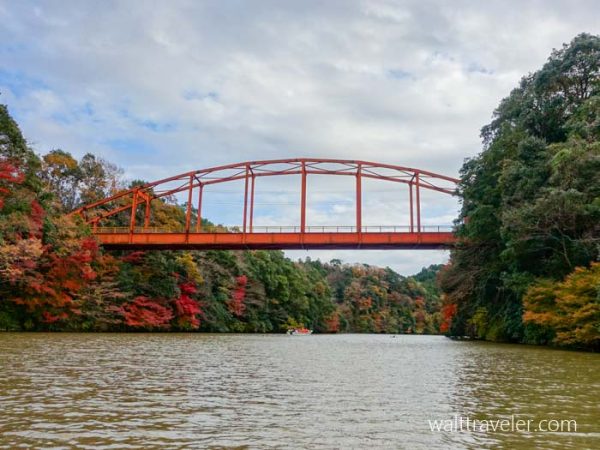 亀山湖　紅葉　クルーズ　岩の上橋